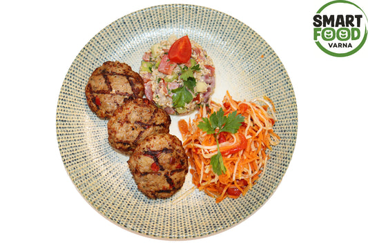 Turkey meatball 3 pcs. with 2 side dishes of choice, 380 g.